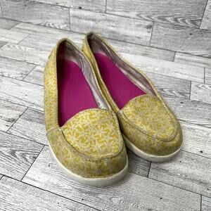 CROCS Yellow and White Starfish Canvas Boat Shoes Size 7